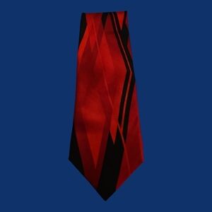 Vtg FERUCCI Red and Black Geometric Silk Tie